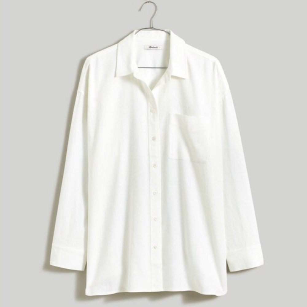Madewell The Linen-Blend Oversized Shirt - size M - NWT - Picture 2 of 5